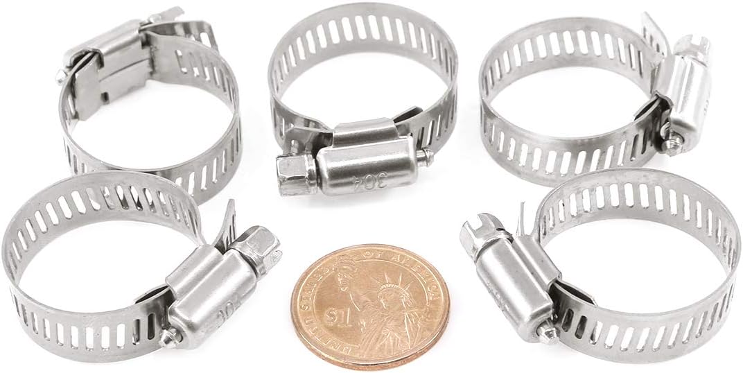 25Pcs Adjustable 304 Stainless Steel Worm Gear Hose Clamp Assortment Kit (18-32mm) U62803