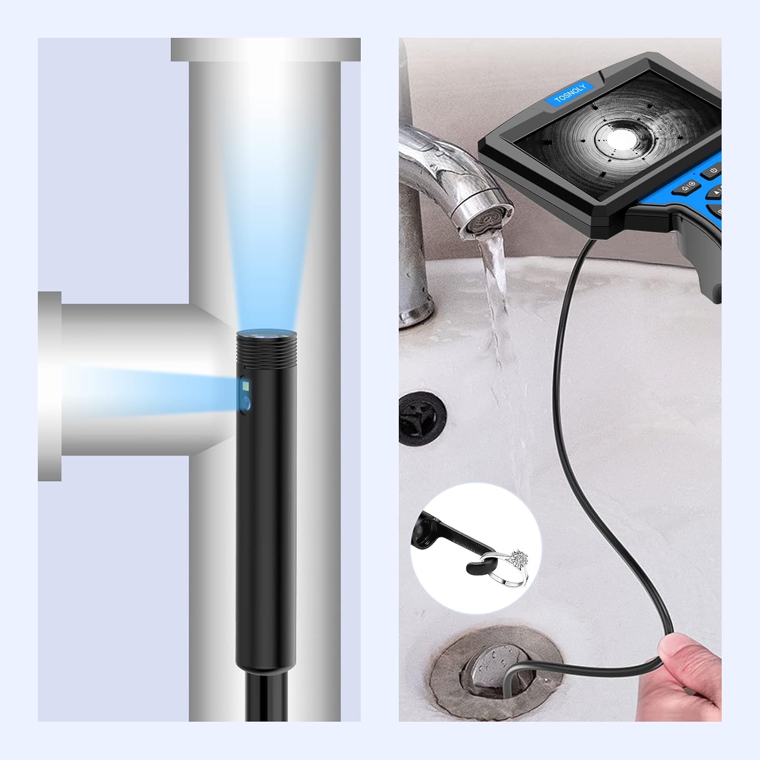 5 Inch Dual Lens Borescope Inspection Camera with 32GB Card IP67 Waterproof E973986