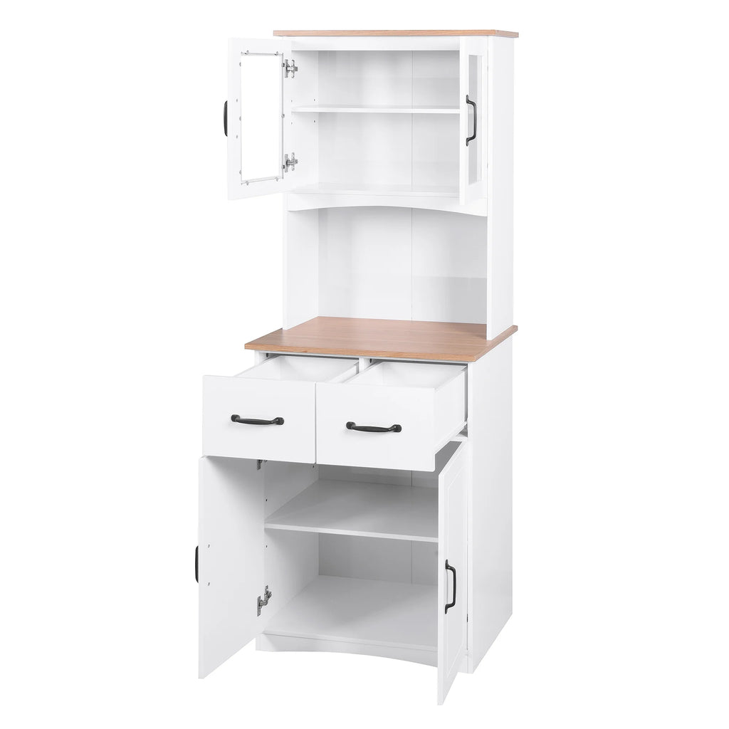White Tall Wooden Kitchen Cabinet with 2 Drawers Y72880