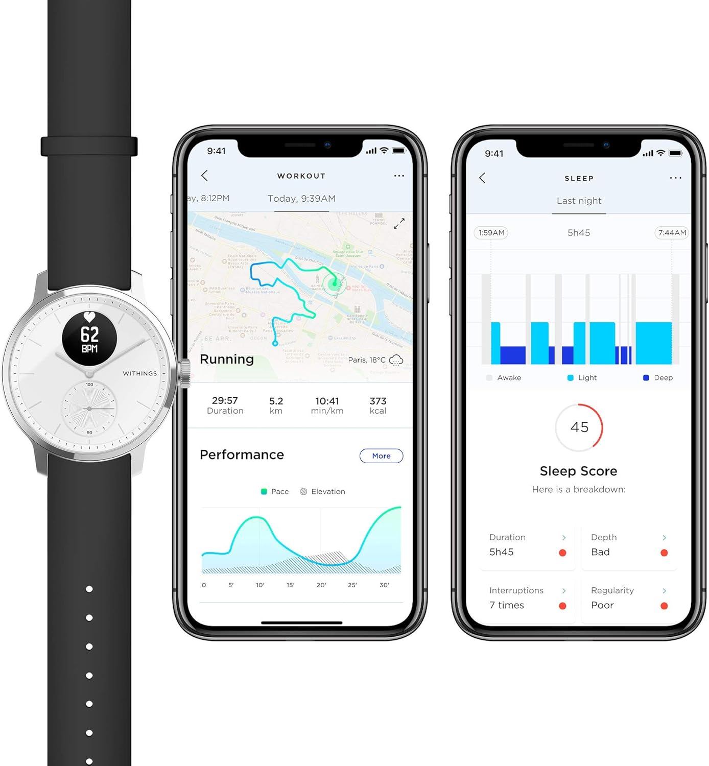 Hybrid Smartwatch with ECG, Heart Rate Sensor and Oximeter (White, 42mm) V7439