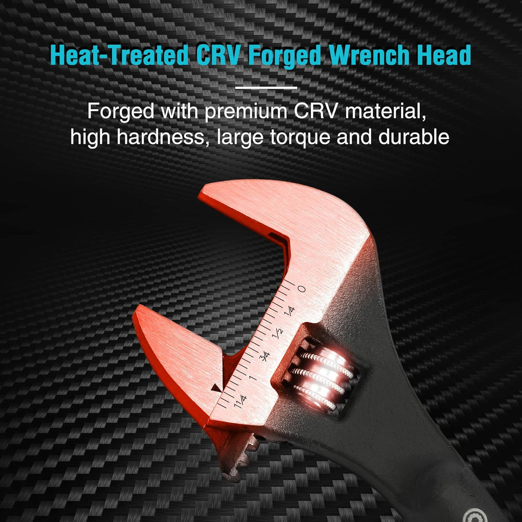 3-Piece Adjustable Construction Spud Wrench Set, 8-inch, 10-inch, 12-inch, Black Oxide Finish, Forged Cr-V O356