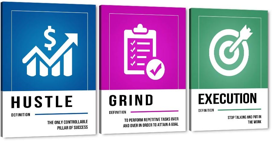 3Pcs Framed Motivational Wall Art Canvas Prints J2896