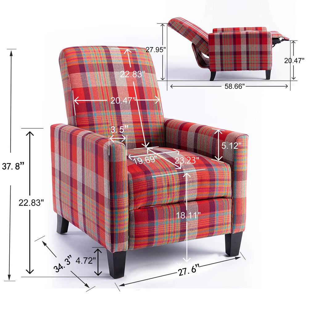 Red Recline Cloth Chair with Soft Cushion Q411