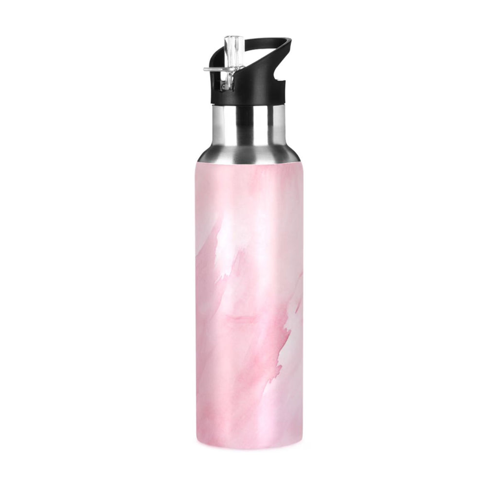 Pink Insulated Stainless Steel Water Bottle with Straw Lid 20 oz W64297