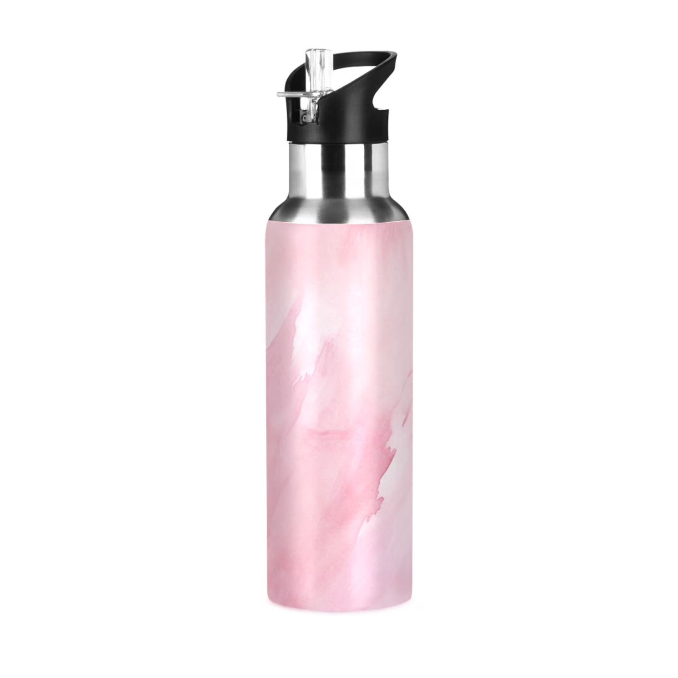 Pink Insulated Stainless Steel Water Bottle with Straw Lid 20 oz W64297