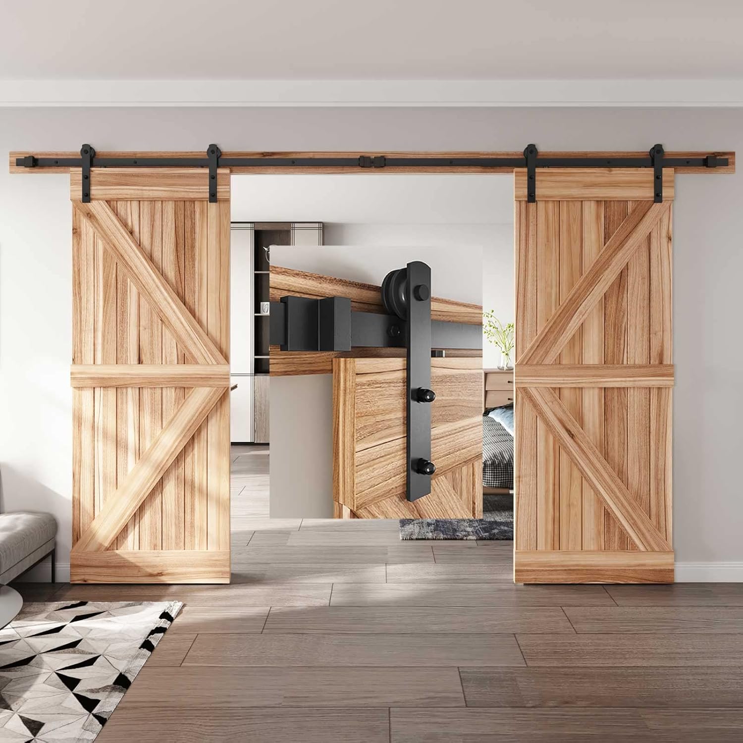 5 FT Heavy Duty Sliding Barn Door Hardware Track Kit, Pack of 2 A140050