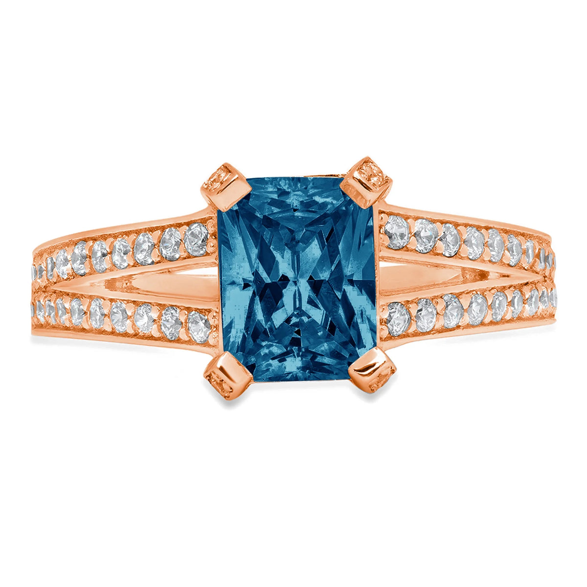 14k Rose Gold London Blue Topaz Ring Size 7 W907