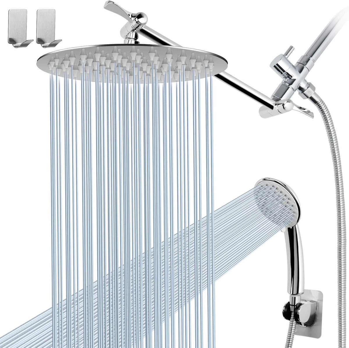 8" Rain Shower Head with Handheld Spray, Chrome, Pack of 2 Y9662