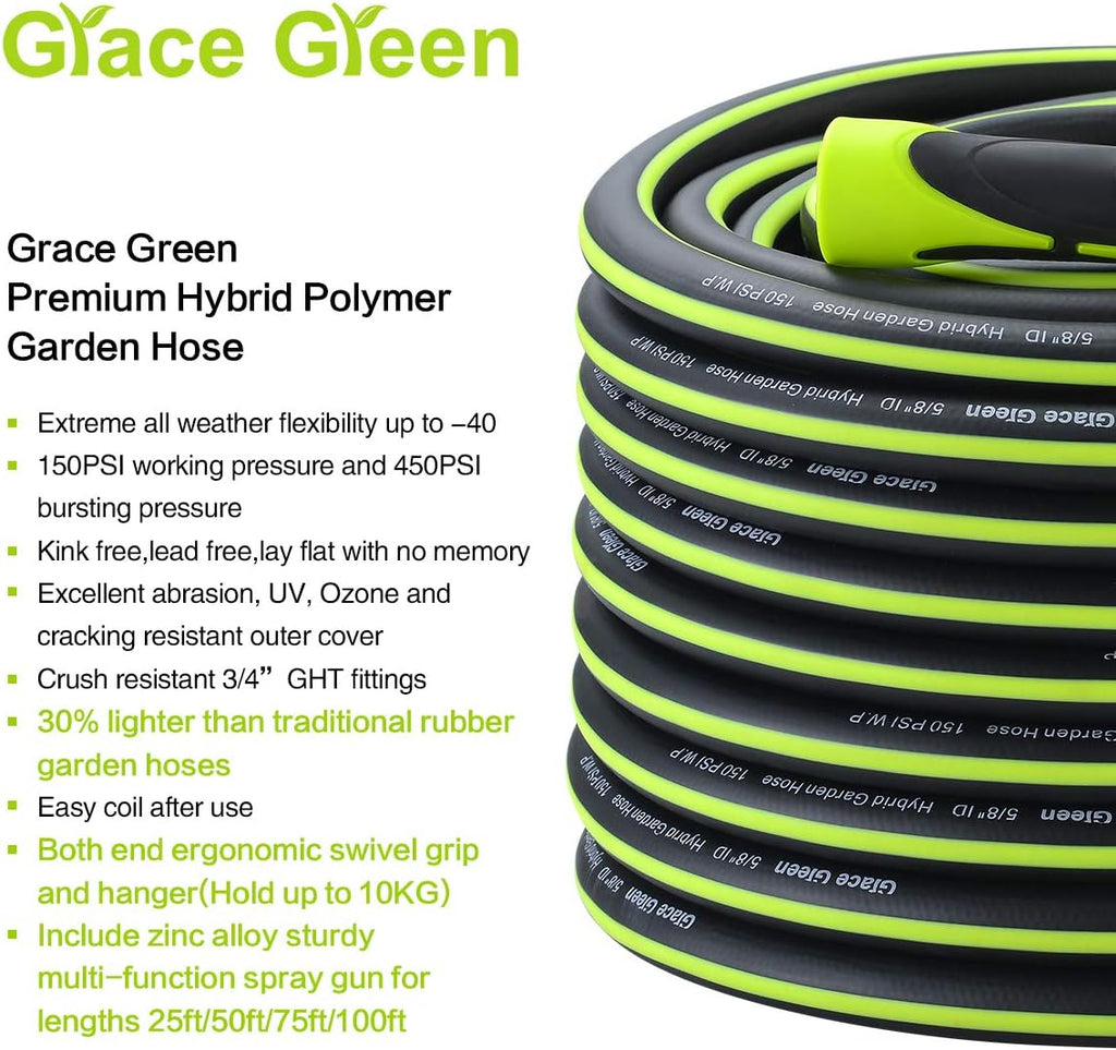Hybrid 5/8 in.×100FT Water Hose, Heavy Duty, Flexible, Pack of 2 M73276