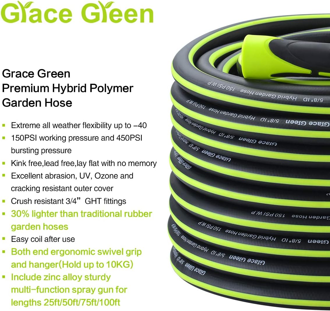 Hybrid 5/8 in.×100FT Water Hose, Heavy Duty, Flexible, Pack of 2 M73276