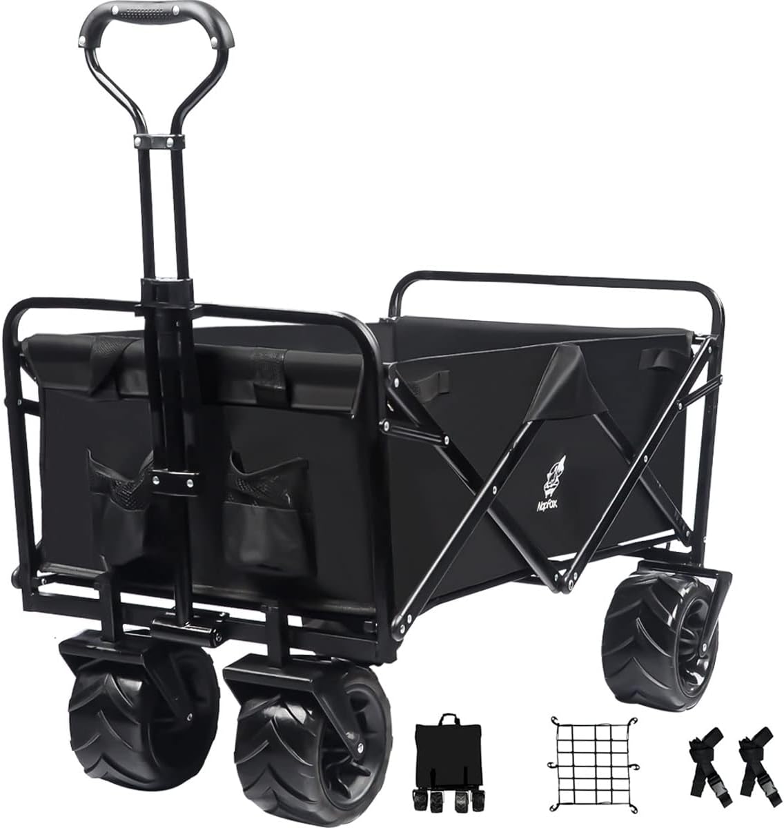 Black Heavy Duty Folding Utility Cart with Adjustable Handle Z991502