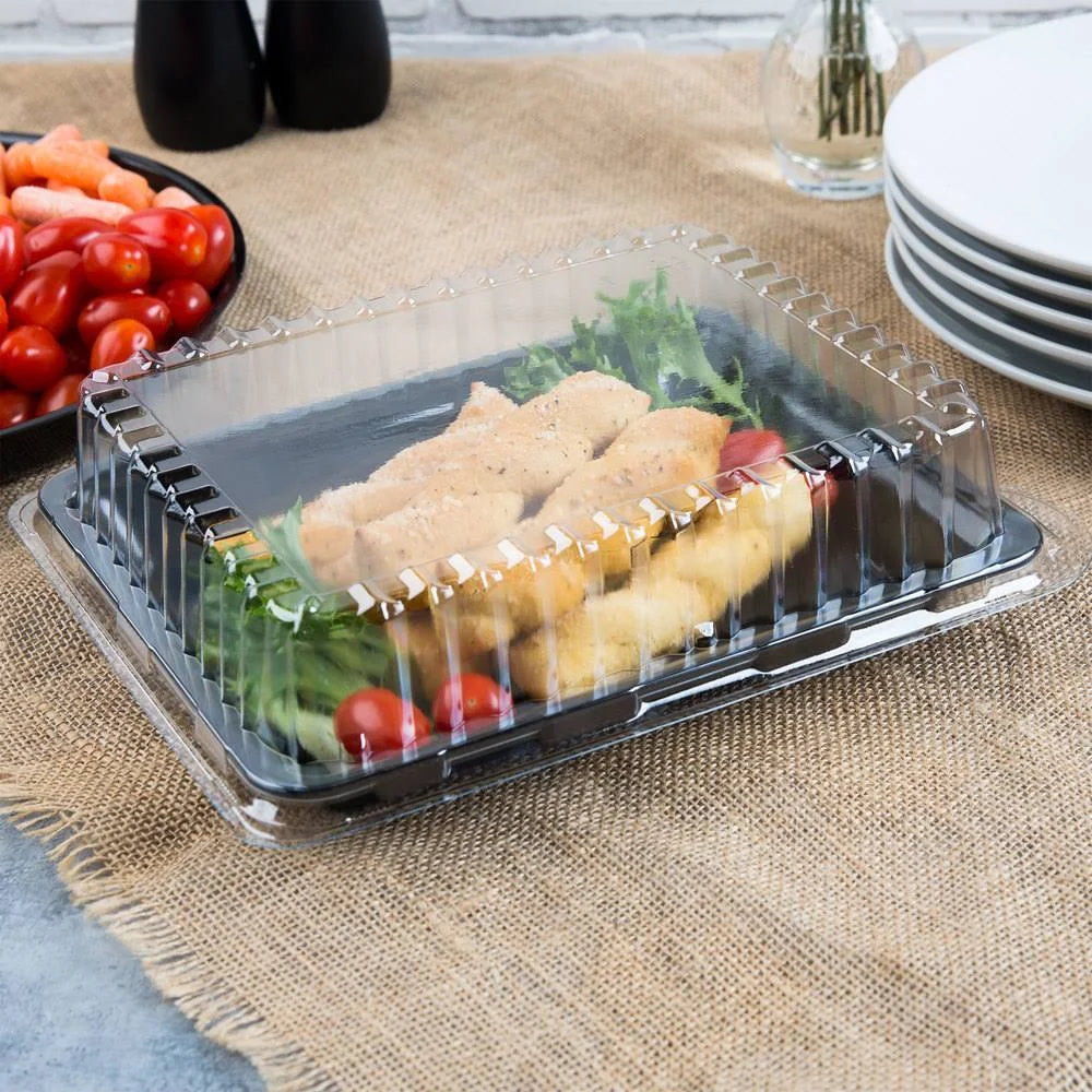 Black Plastic Rectangular Cater Tray - 25/Case Z594194