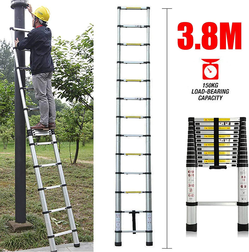 12.5FT Collapsible Telescoping Extension Ladder with 12 Steps L6975