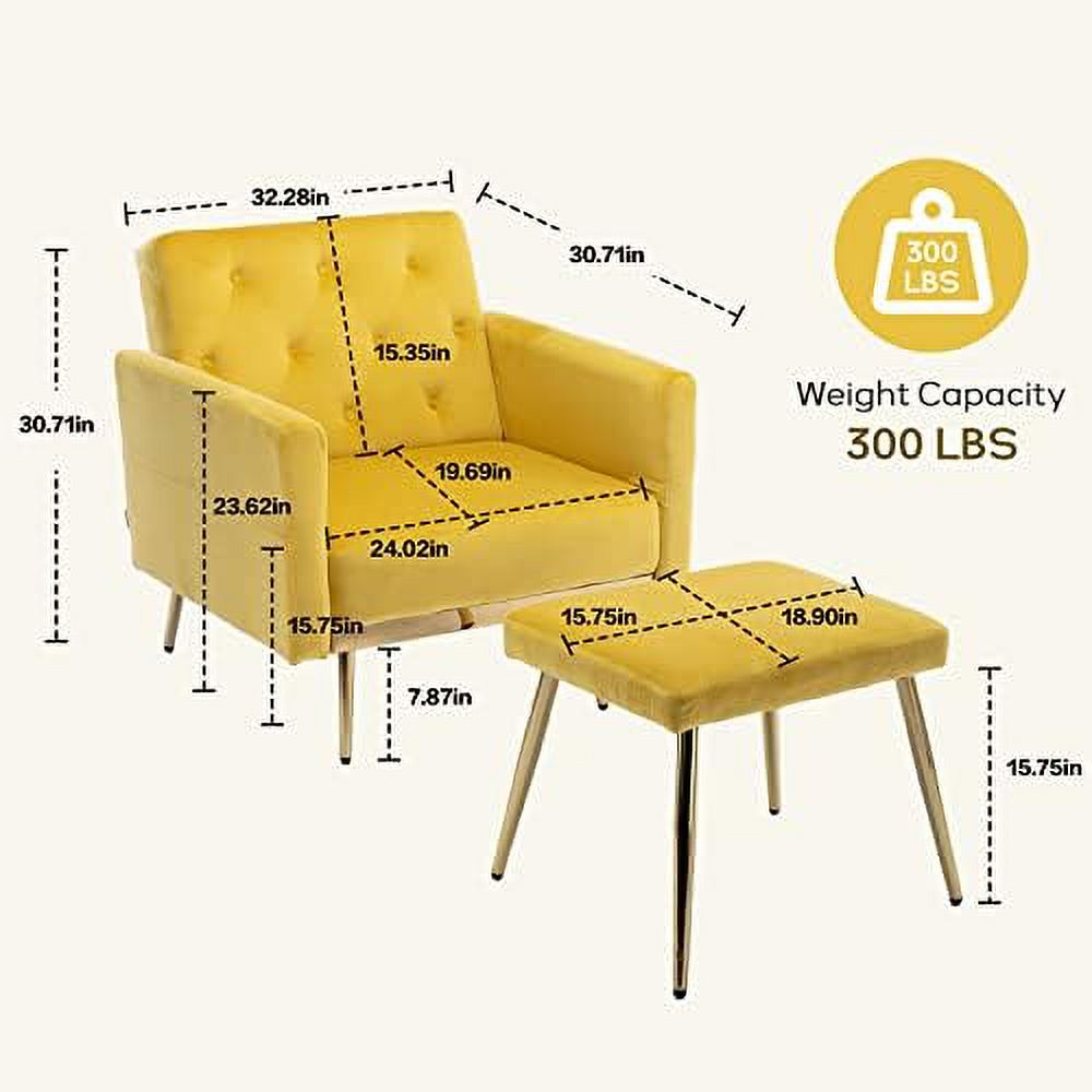 Olive Green Velvet Single Sofa Chair with Ottoman S51536