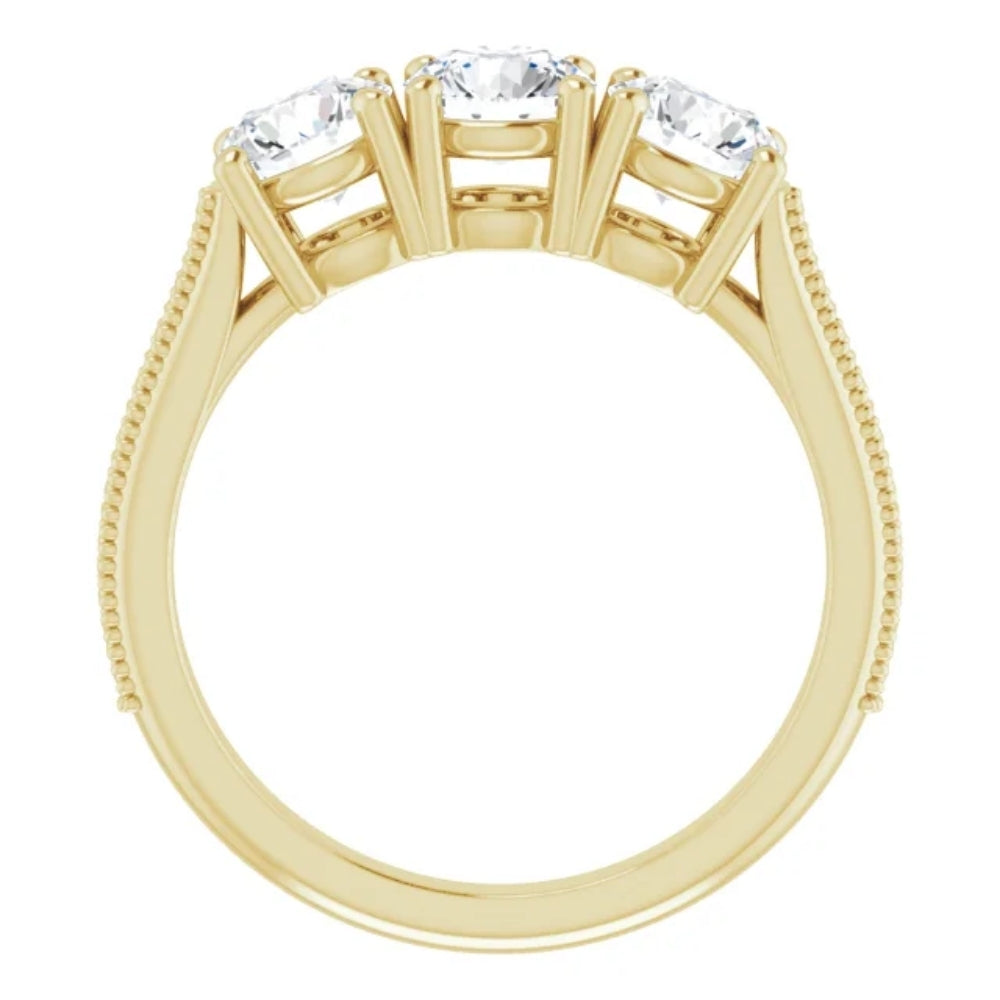 Three Stone Lab Grown Diamond Ring Yellow Gold Z730