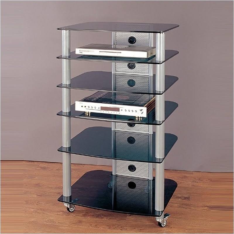 Black Frame and Black Glass Audio Rack K2190