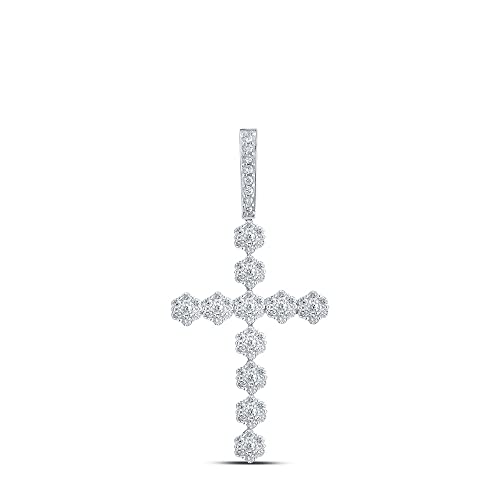 10kt White Gold Diamond Cross Pendant E1478
