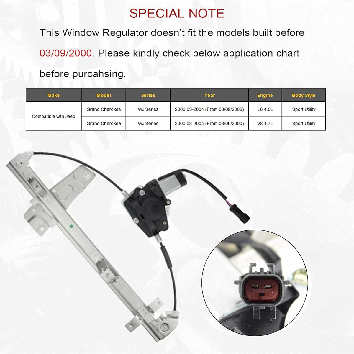 Electric Power Window Regulator with Motor 2-PC Set M103