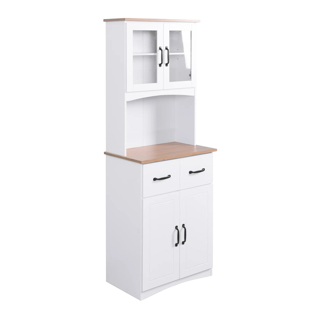 White Tall Wooden Kitchen Cabinet with 2 Drawers Y72880