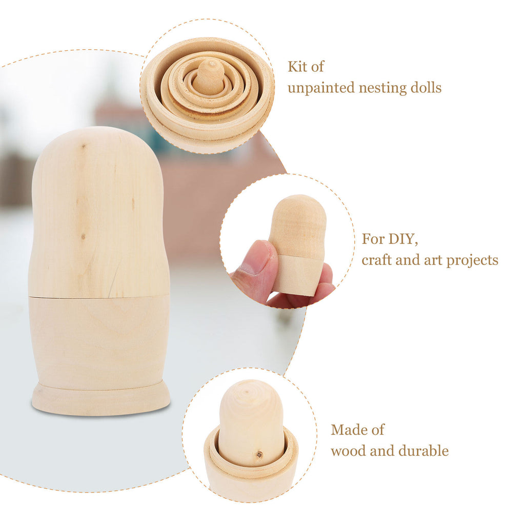 Unpainted Wooden Nesting Dolls Set E491564