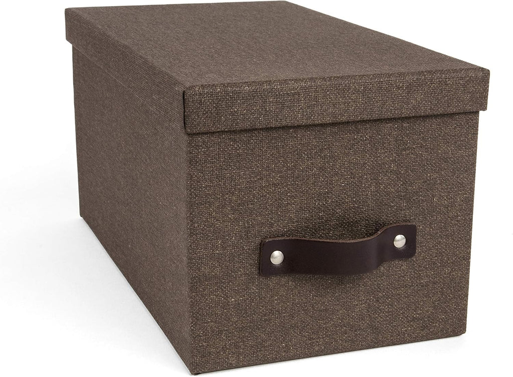 Canvas Gray Storage Box with Leather Handle T266