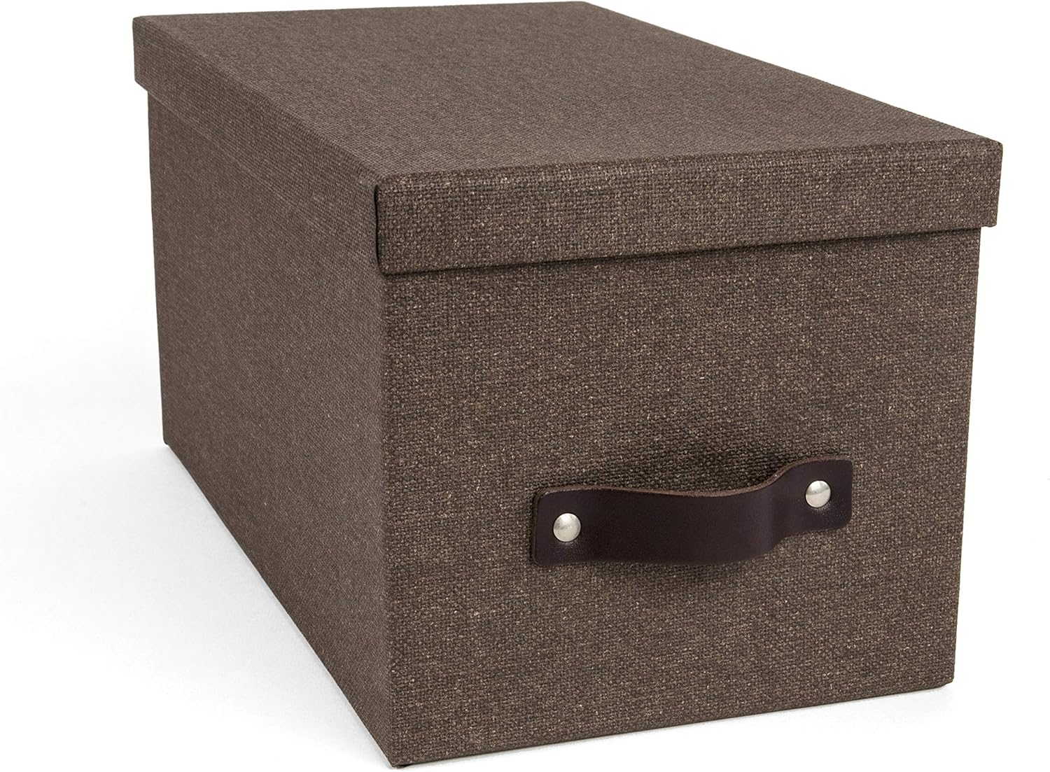 Canvas Gray Storage Box with Leather Handle T266