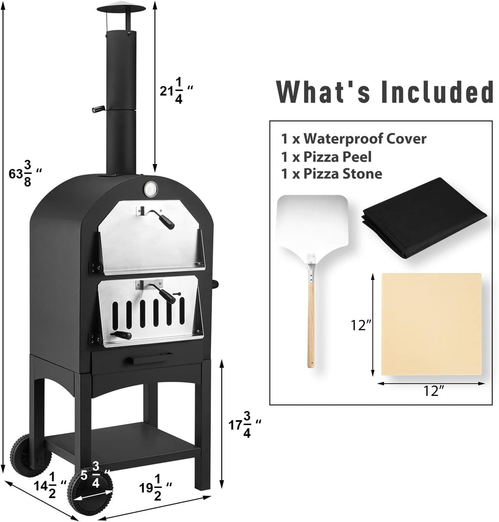 Outdoor Pizza Oven Wood Fire with Pizza Stone A163904
