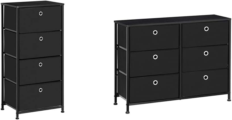 4-Tier Fabric Drawer Storage Cabinet, Black J209