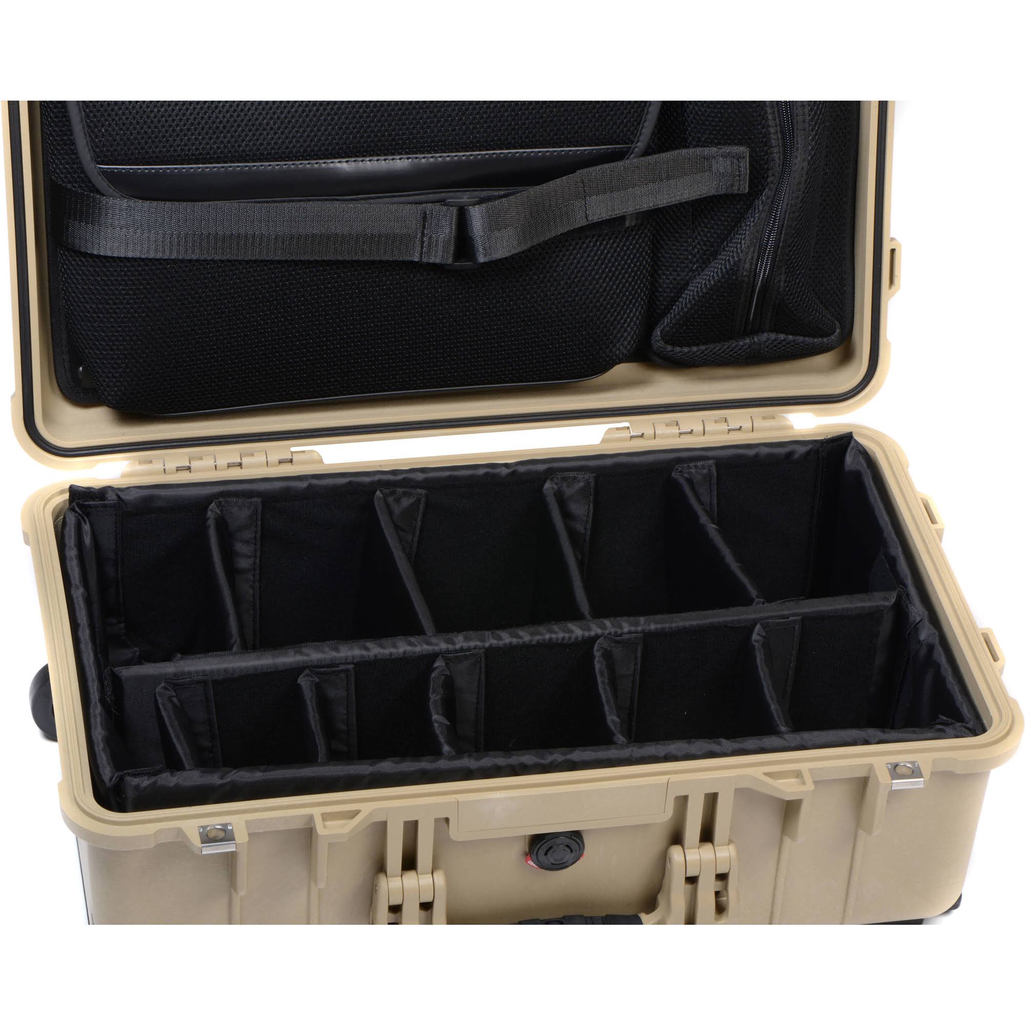Desert Tan Carry on Case with Yellow and Black Divider Set X39931