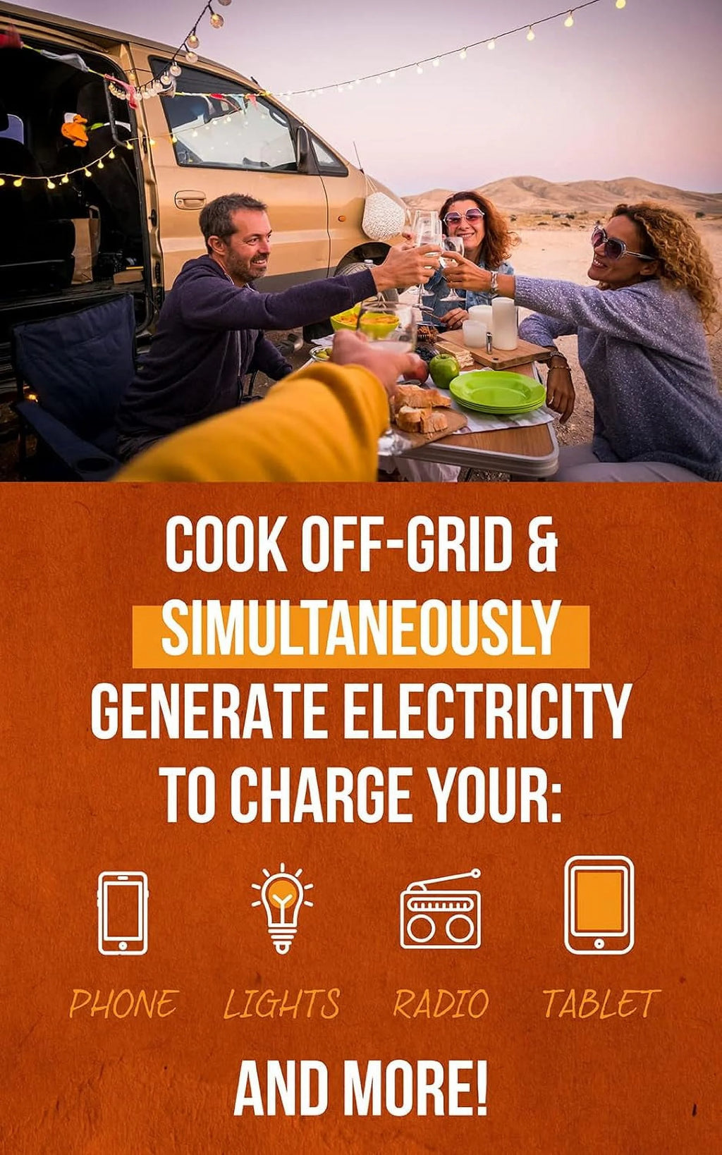 Portable Camp Stove With Built-In Electricity Generator E7593