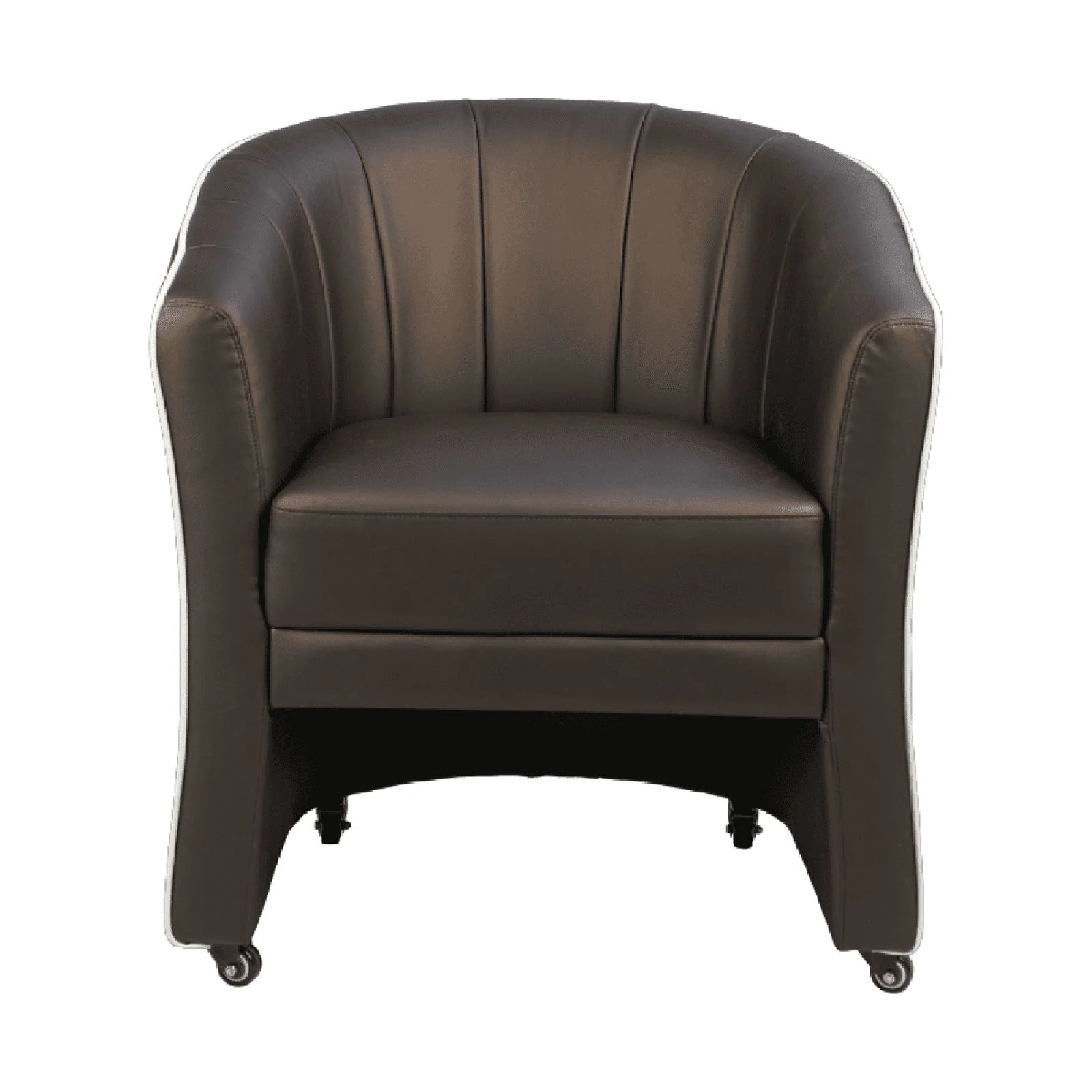 Black Leather Guest Chair with Lockable Rolling Casters I95794