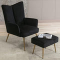 Cream Velvet Upholstered Accent Chair with Ottoman G20216