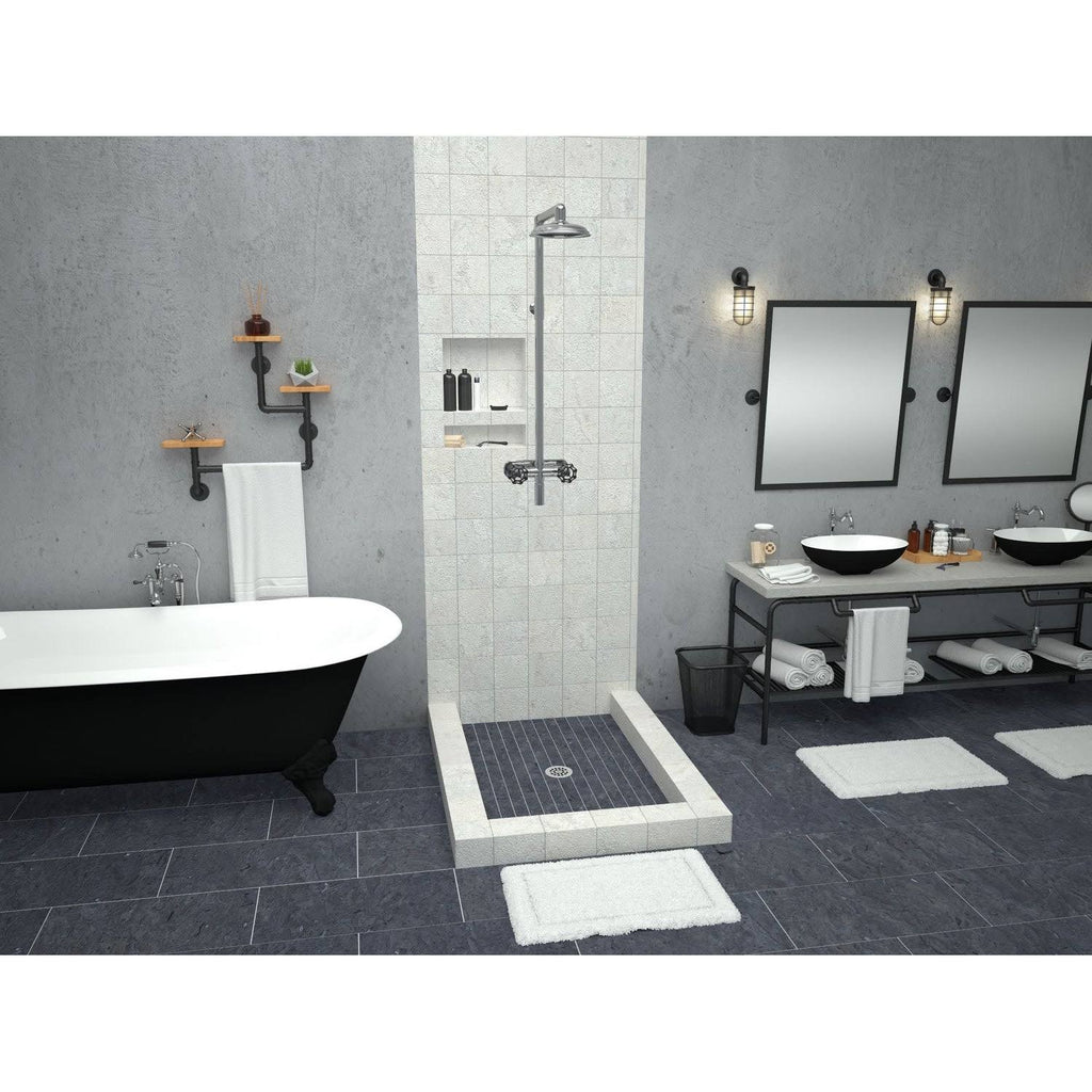 Triple Curb Shower Pan with Center Drain P5533