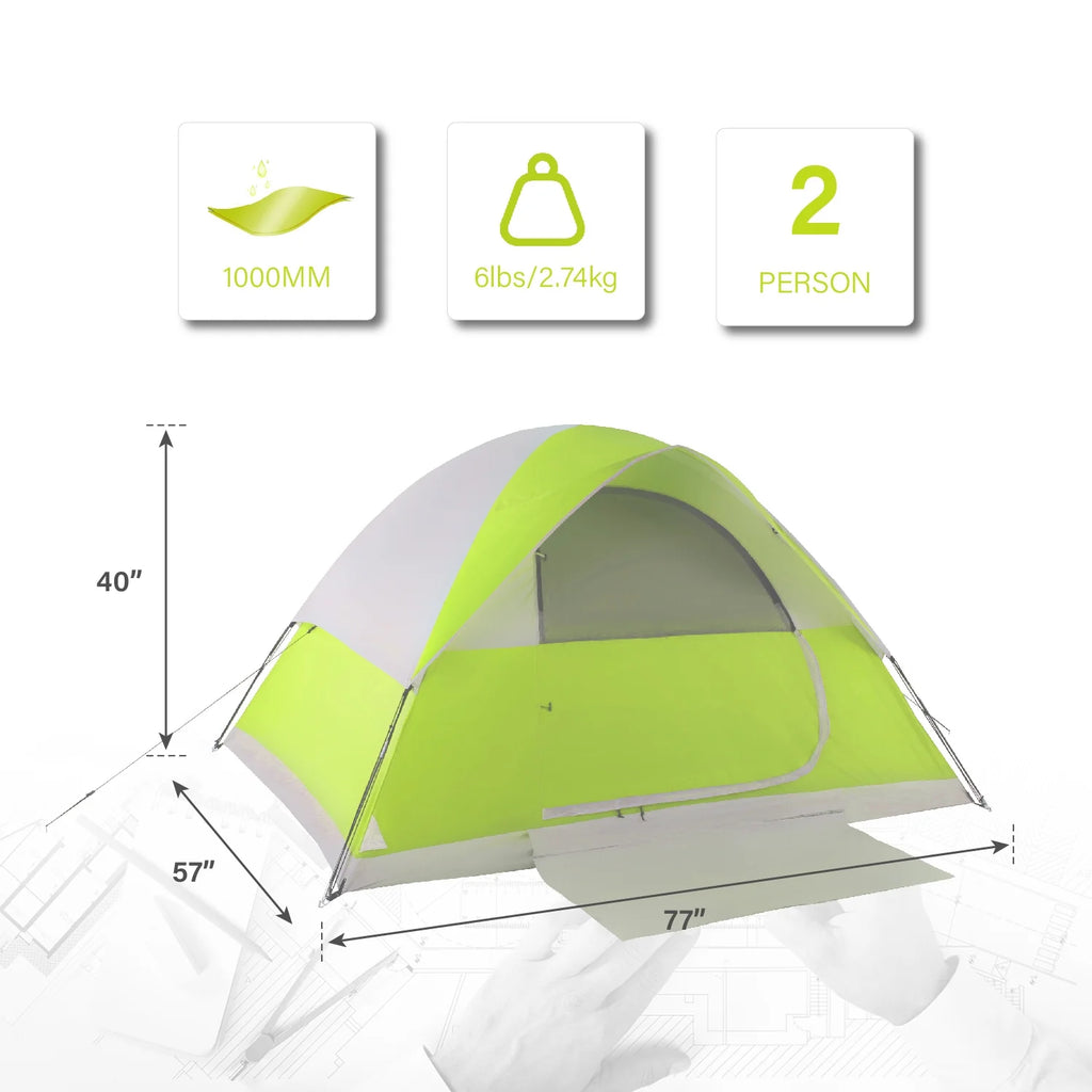 3 Person Dome Tent Ultralight Camping Tent with Carrying Bag Waterproof Green E843