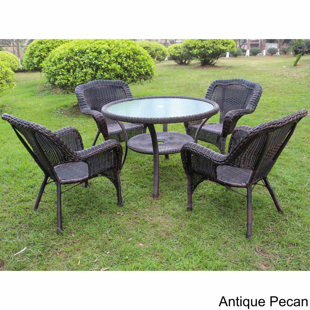 Antique Moss Resin Wicker Outdoor Dining Set (Set of 5) I456