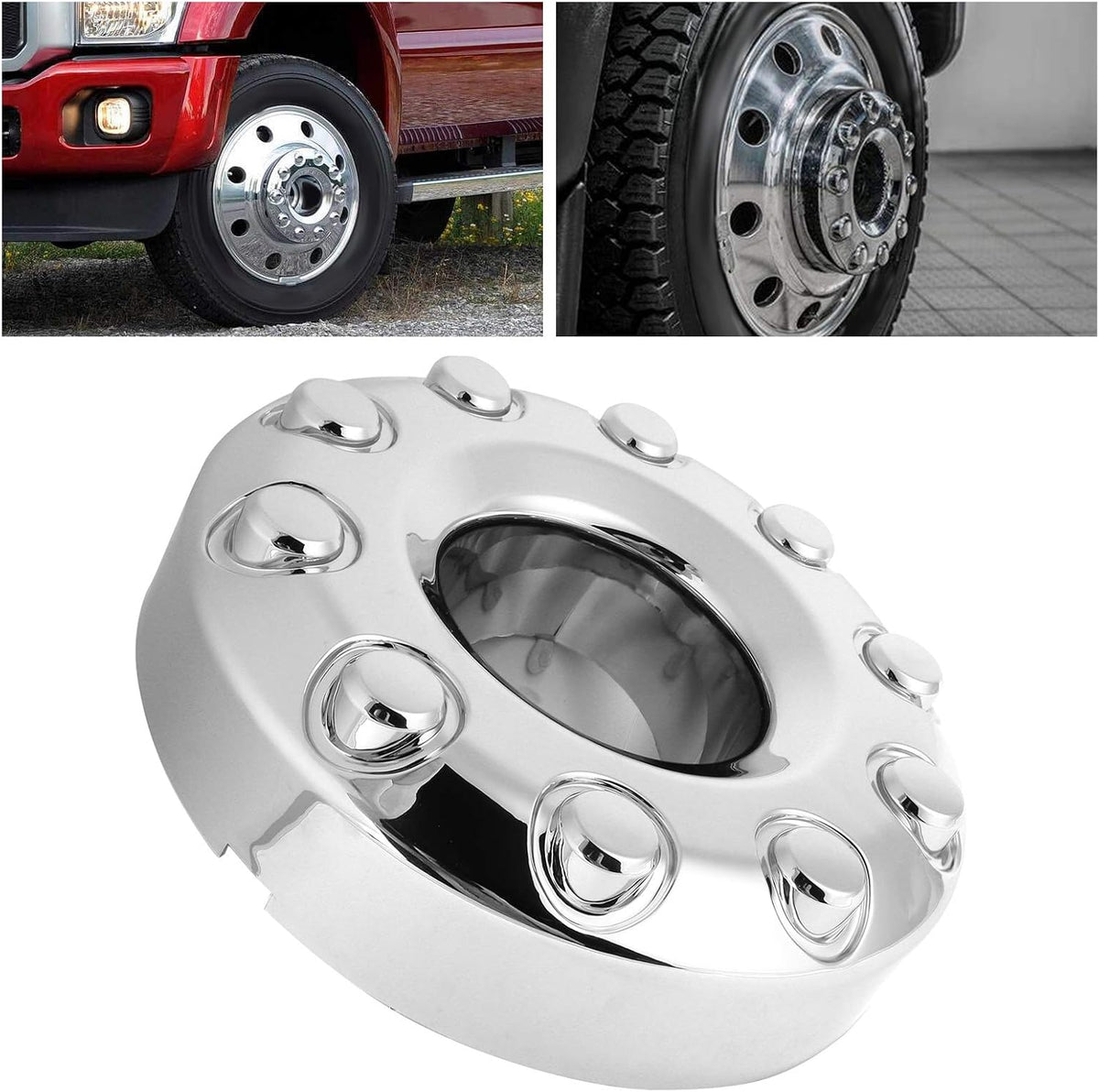 Front Wheel Hub Cap 10 Lugs Aluminum Pack of 2 G7533