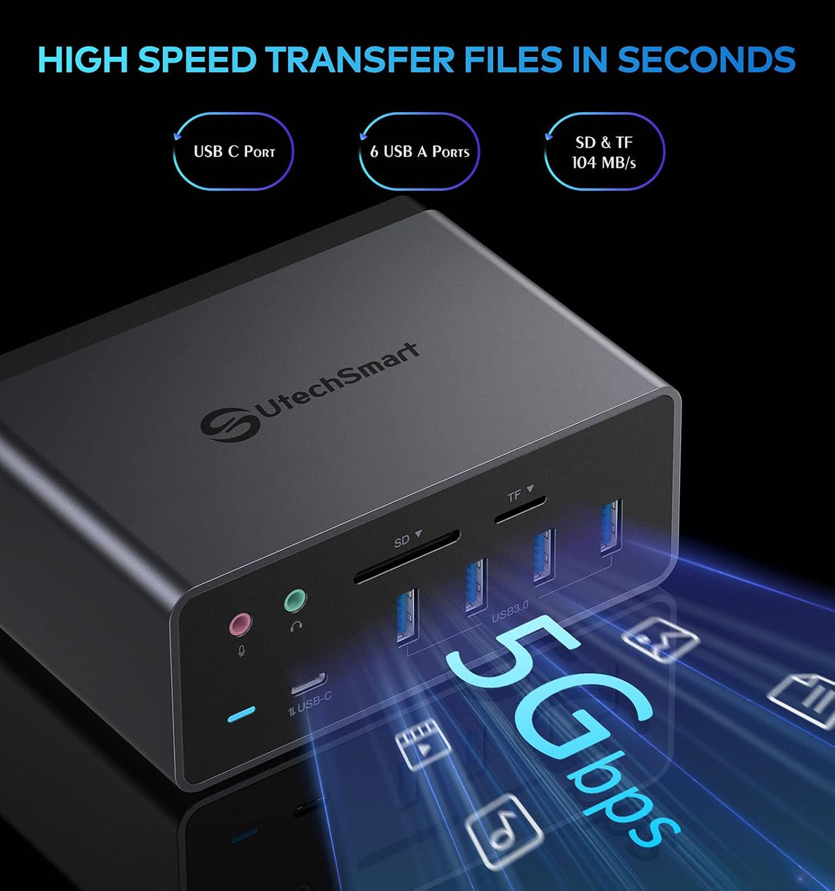 19 in 1 USB C Docking Station with 3 HDMI, VGA, PD 3.0, Ethernet, SD/TF Card Reader, Audio, 6 USB Ports Z461