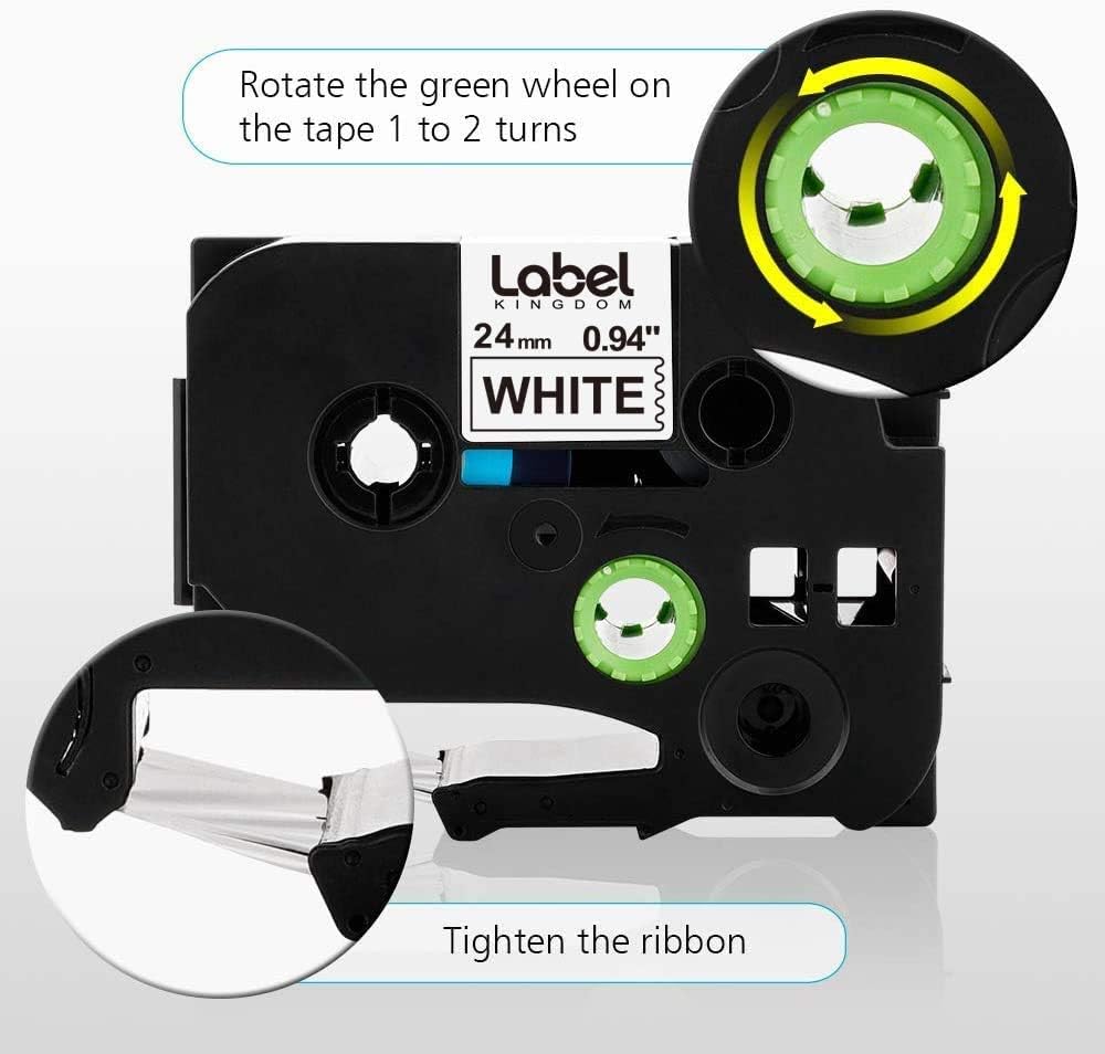 Compatible Label Tape Replacement for Brother Ptouch, 24mm Black on White, 8-Pack T4998