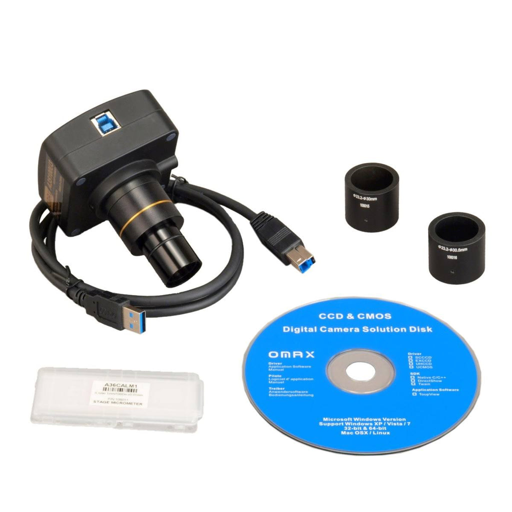 5MP USB3.0 Digital Camera for Microscope with 0.01mm Calibration Slide V560957
