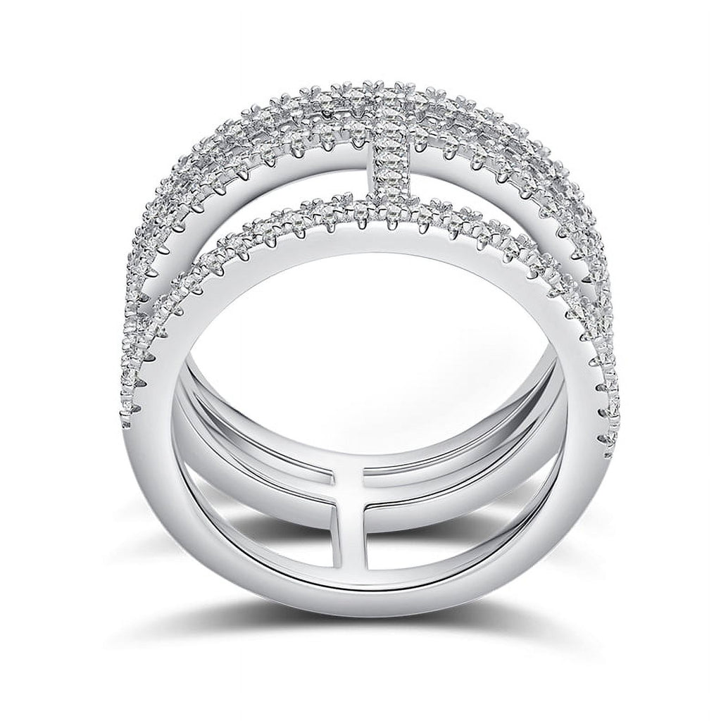 18K White Gold Plated Moissanite Engagement Ring Q295