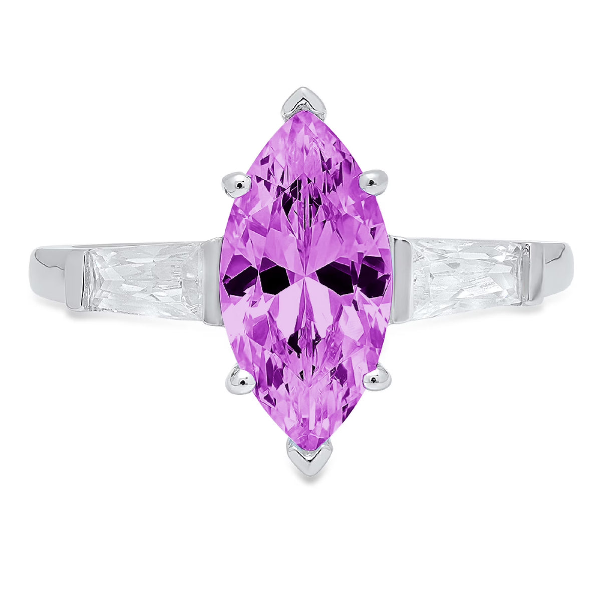 2.0ct Marquise Cut Simulated Alexandrite 18k White Gold 3 Stone Ring T554438