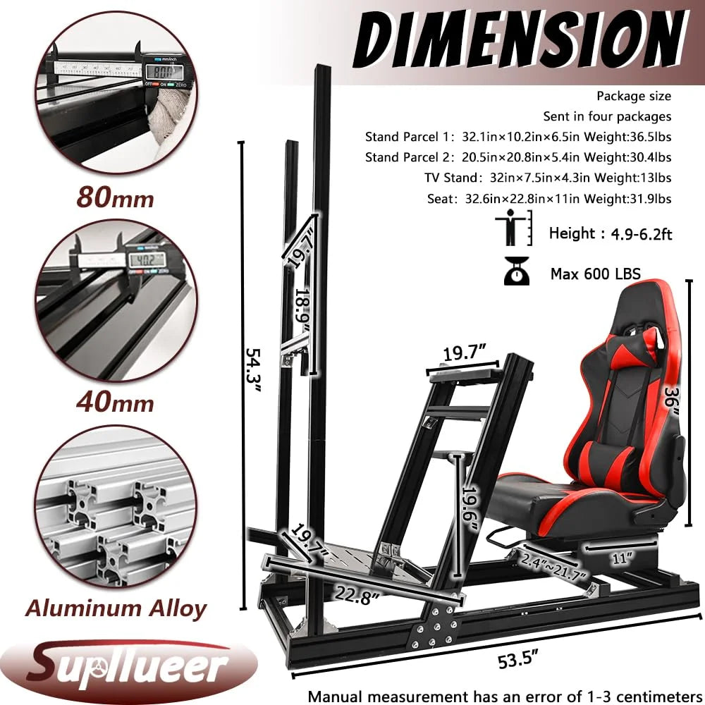 F1 Racing Simulator Cockpit with Monitor Stand Seat L3250