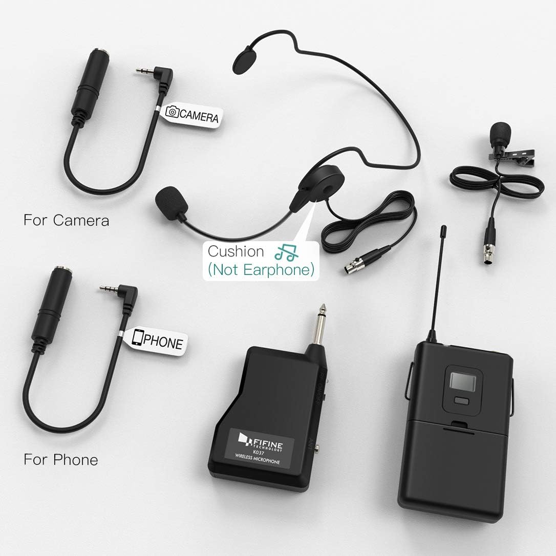 Wireless Microphone System with Headset and Lavalier Lapel Mics H730