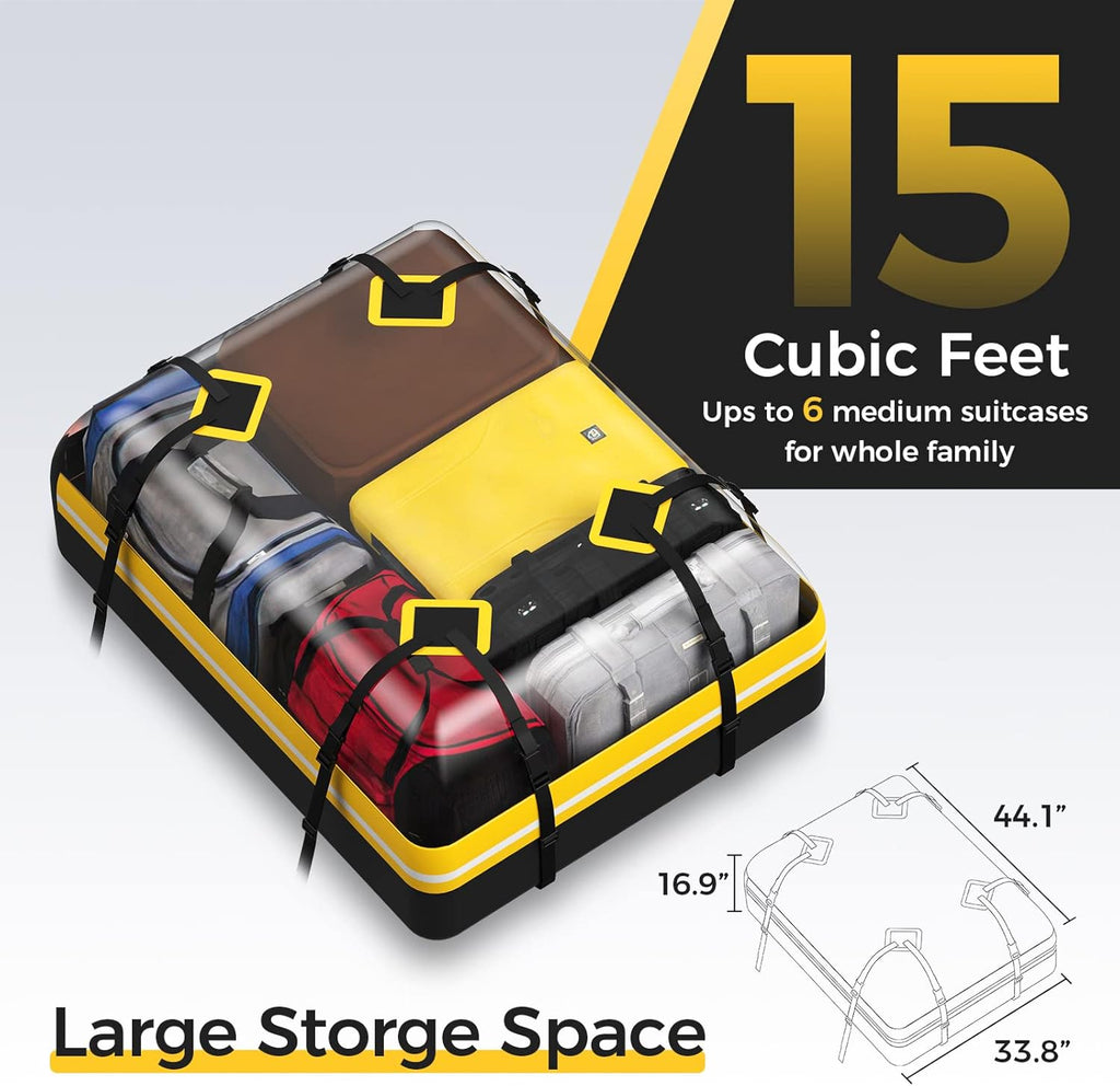 Rooftop Cargo Carrier Bag 15Cu.ft Heavy Duty 1000D Waterproof Anti-Tear X744