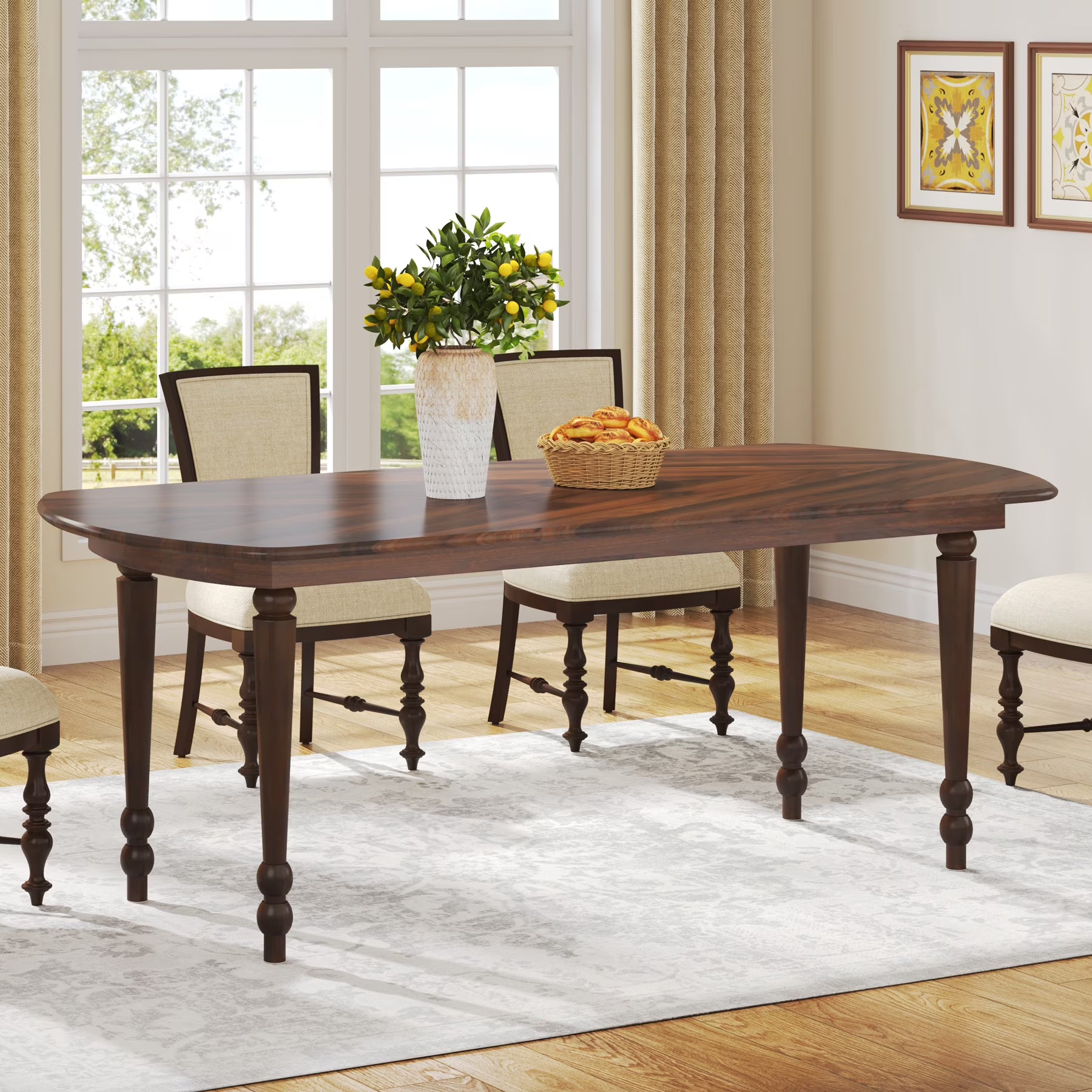 63'' Brown Dining Table with Wood Legs V811724