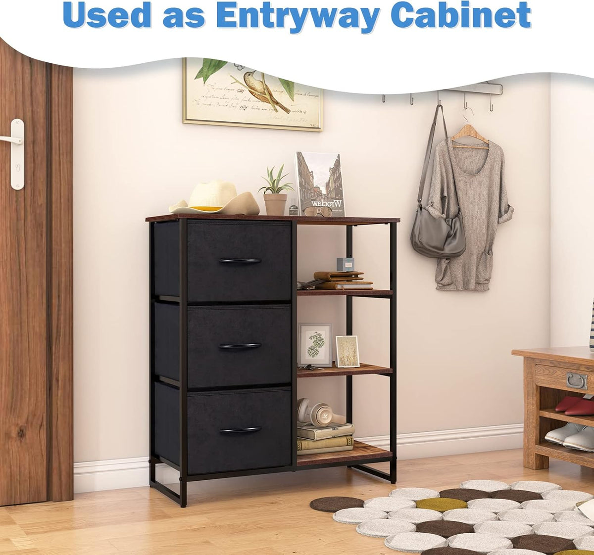 3 Drawer Dresser with Shelves J608