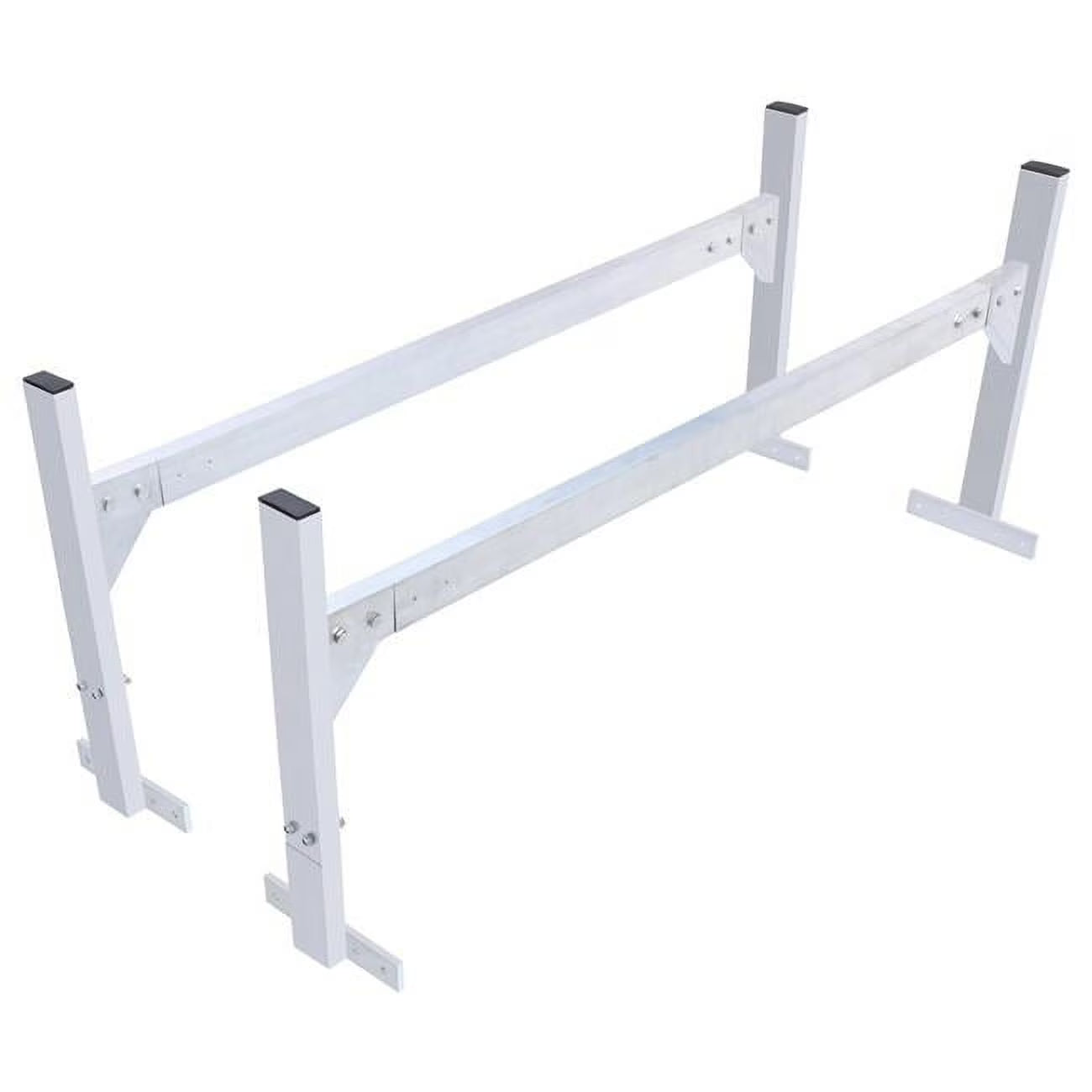 Van Roof Ladder Rack, 2 Bars Aluminum Alloy Roof Rain-Gutter Rack W756977