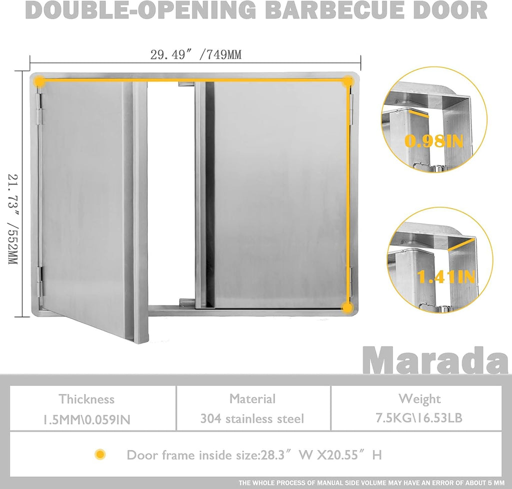 304 Brushed Stainless Steel BBQ Access Door (28 W x 19 H) N468