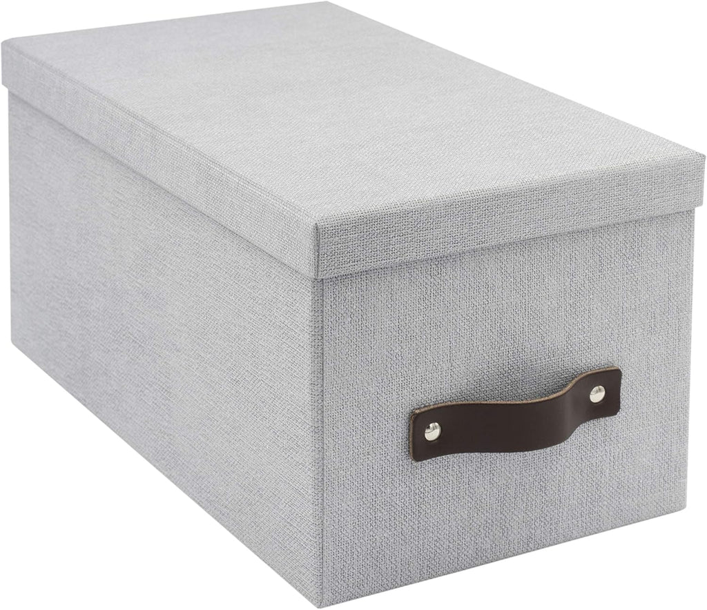 Canvas Gray Storage Box with Leather Handle T266