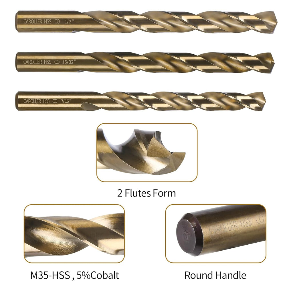 29-Piece M35 Cobalt Steel Metal Drill Bits with Round Shank D669256